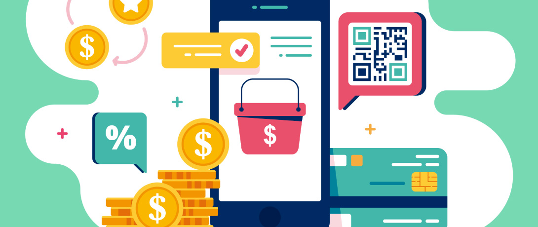 ilustração com ícones de pagamento