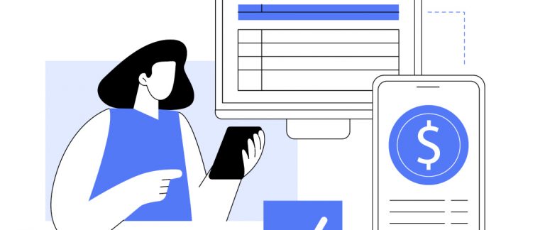 ilustração de uma pessoa realizando pagamento pelo celular